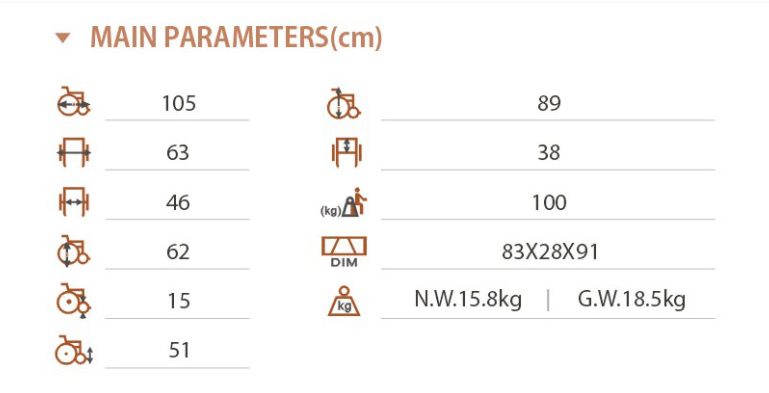 Fotoliu rulant cu antrenare manuala FS955 Fotoliu rulant cu antrenare manuala FS955
